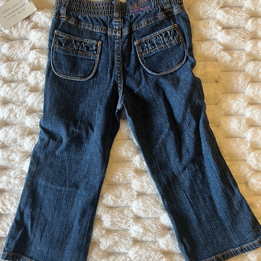 Y2K Guess Baby Flare Jeans Butterfly Embroidered Denim Fairycore NWT coquette - Picture 3 of 8